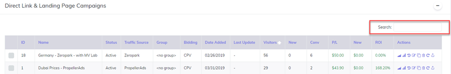 Campaigns Bulk Actions