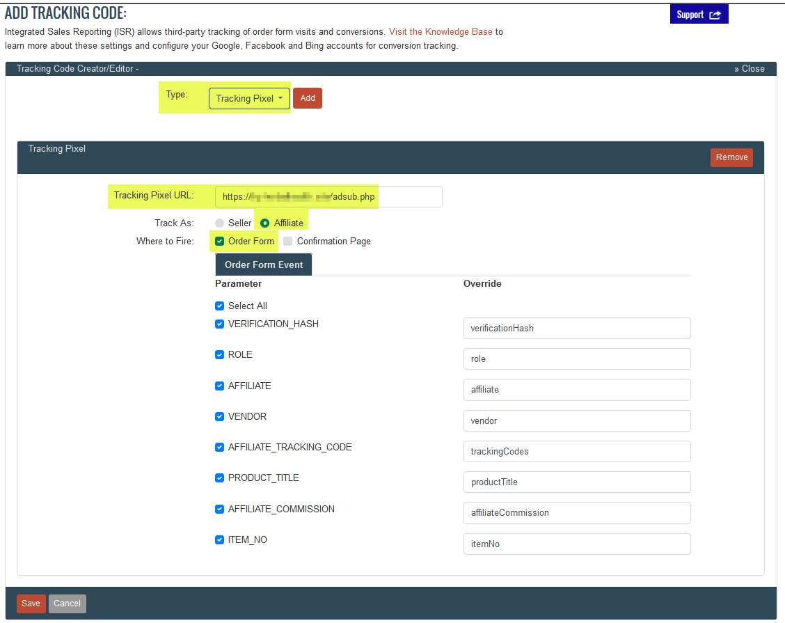 Clickbank order form impressions tracking