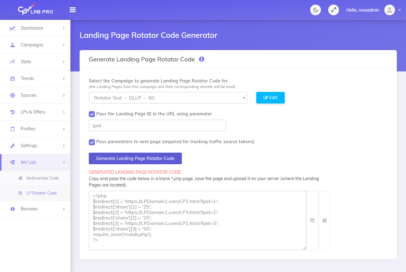 Generate Rotator code
