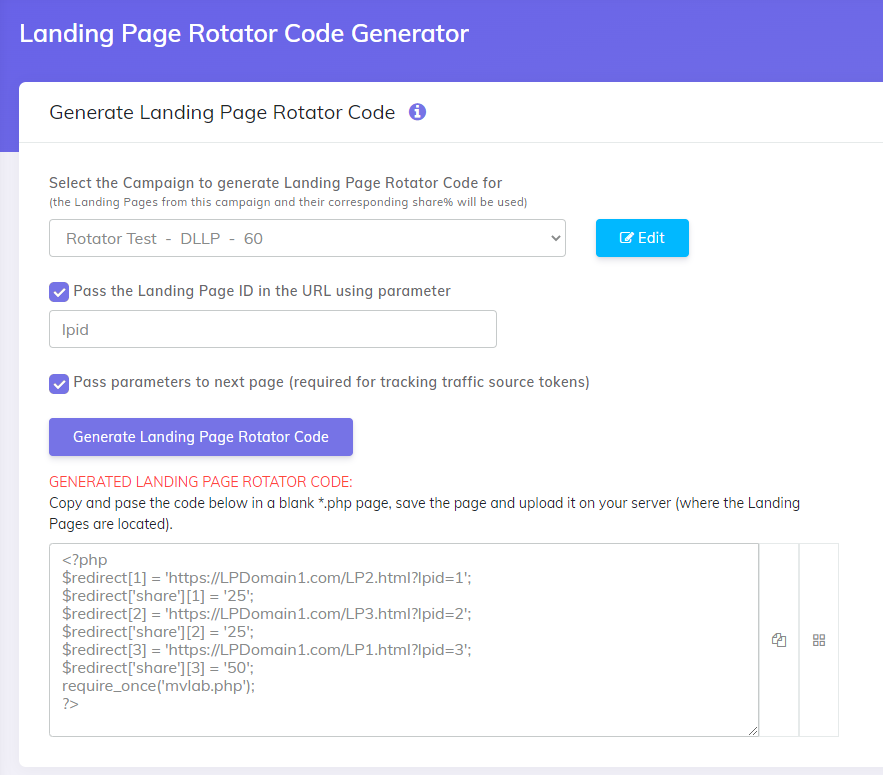 Landing Page Rotator