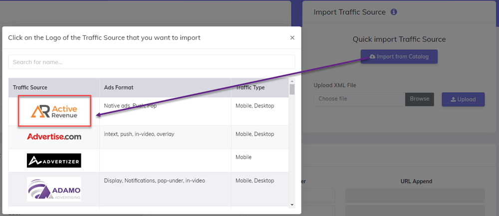 ActiveRevenue import catalog