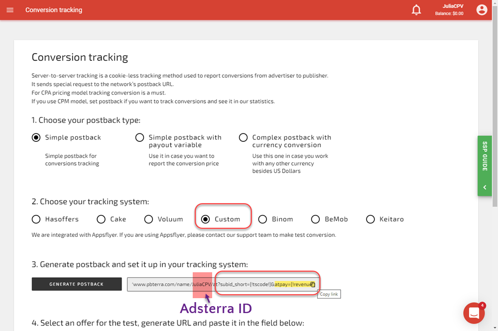 Adsterra Postback URL