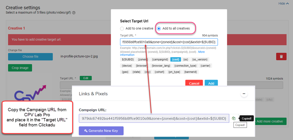Clickadu Add Campaign