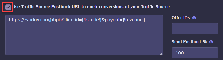 Evadav Postback URL