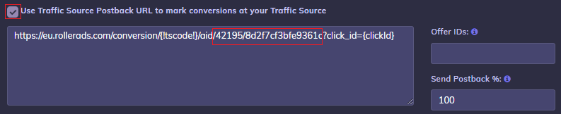 RollerAds Postback URL