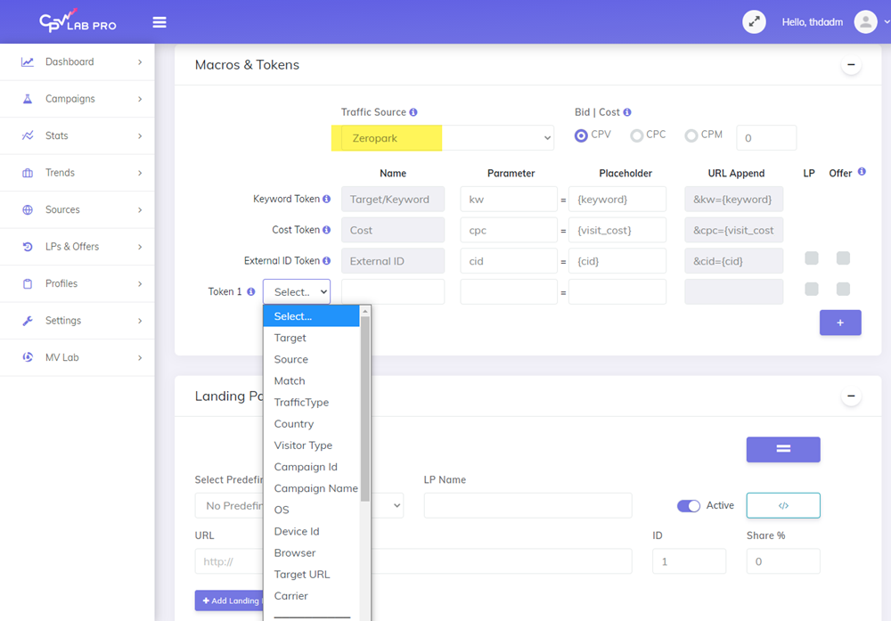 Zeropark Campaign