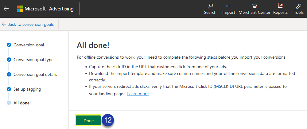 Microsoft (Bing) Ads create 6