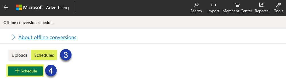 Microsoft (Bing) Ads conversion upload schedule