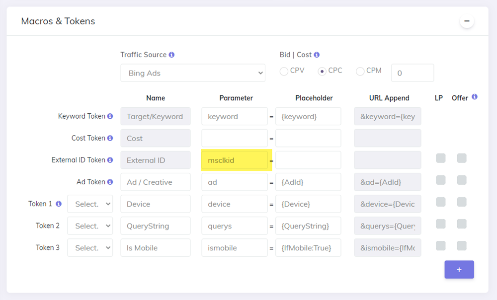 Microsoft (Bing) Ads external id