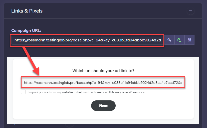 Snapchat target URL