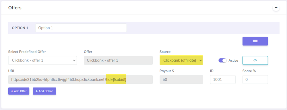 Create campaign with Clickbank Offer