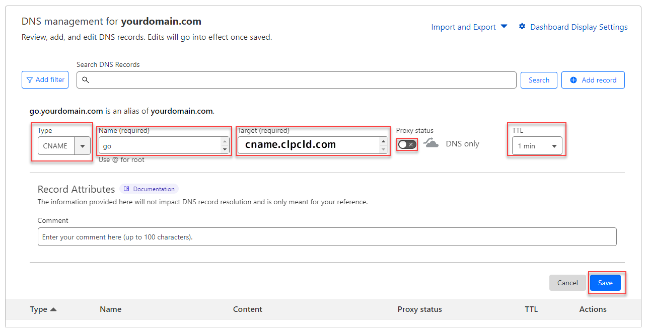 Cloudflare domain setup