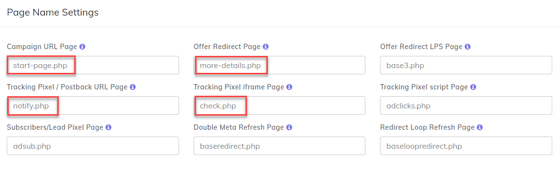 Page name settings changes