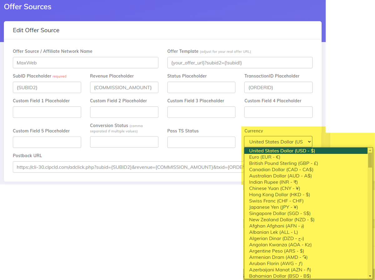 Multicurrency support