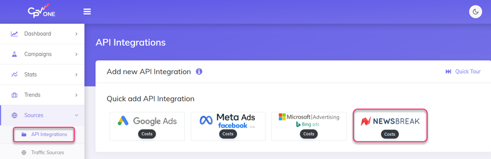 NewBreak API integration