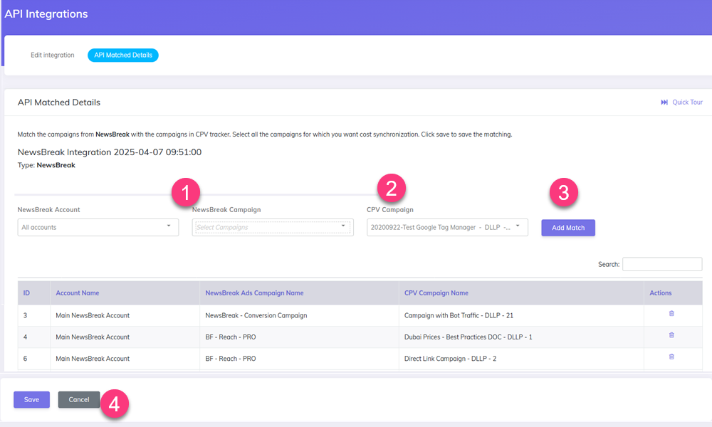 New NewBreak Ads integration match campaigns