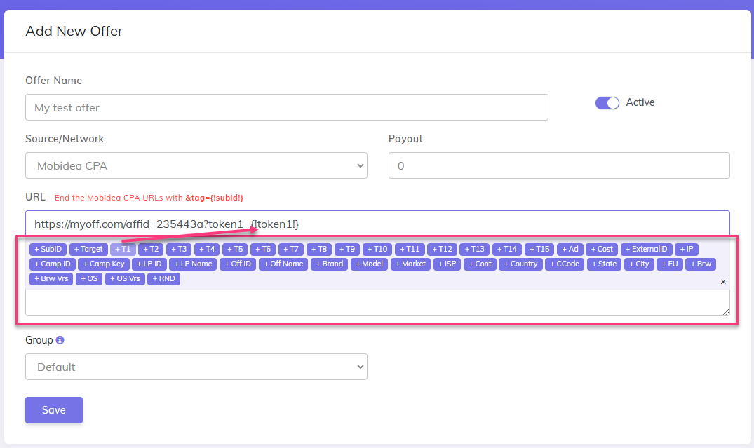 Offer Management overaly tokens
