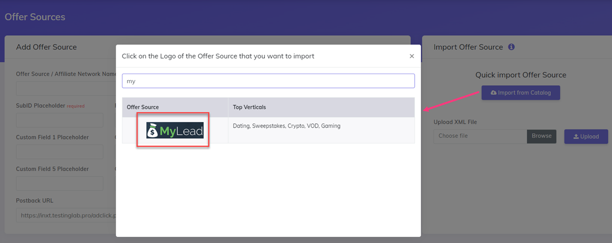 Import MyLead