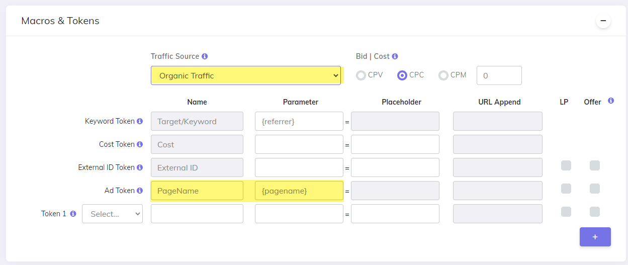 Organic traffic page name parameter