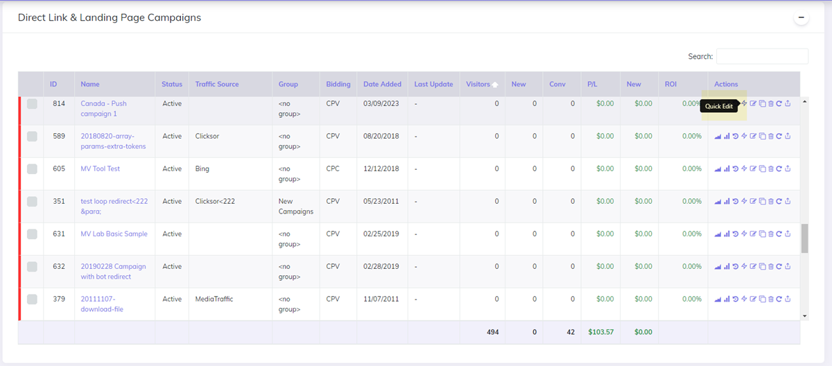 Quick campaign tracking links