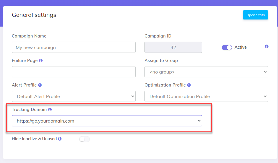 Use custom tracking domain for campaign tracking