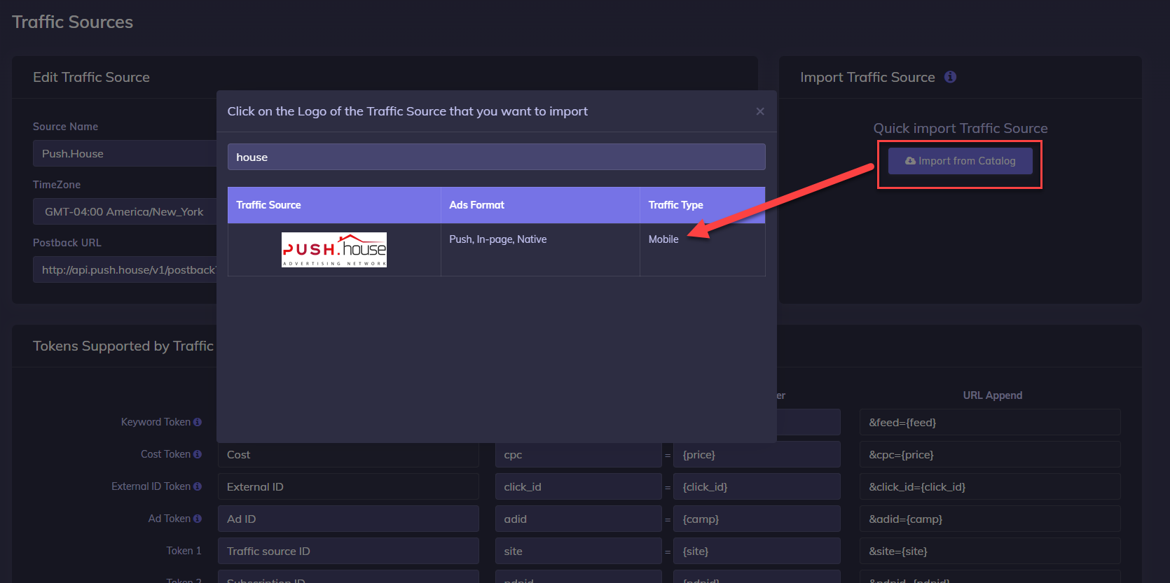 Push house import catalog